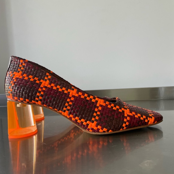 MIISTA London  NW! - Gertrude Techno Brown Check Woven Leather heels size 9.5 US - Picture 10 of 11